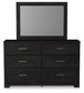 Belachime Queen Panel Bed with Mirrored Dresser and Chest