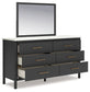Cadmori Queen Upholstered Bed with Mirrored Dresser, Chest and Nightstand