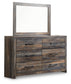 Drystan Full Bookcase Bed with 4 Storage Drawers with Mirrored Dresser and 2 Nightstands