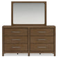 Cabalynn California King Upholstered Bed with Mirrored Dresser, Chest and Nightstand