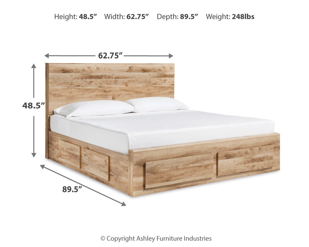 Hyanna Queen Panel Storage Bed with 2 Under Bed Storage Drawer, Dresser and Mirror