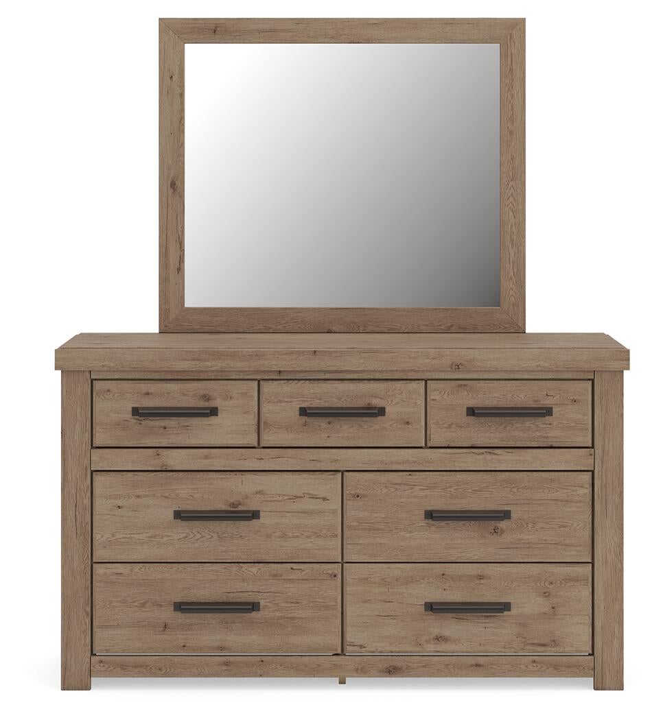Garistyn Queen Panel Storage Bed, Dresser and Mirror